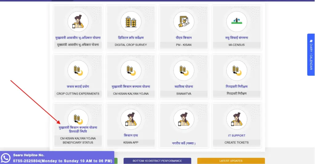 SAARA Portal MP Kisan Kalyan Yojana Status Check