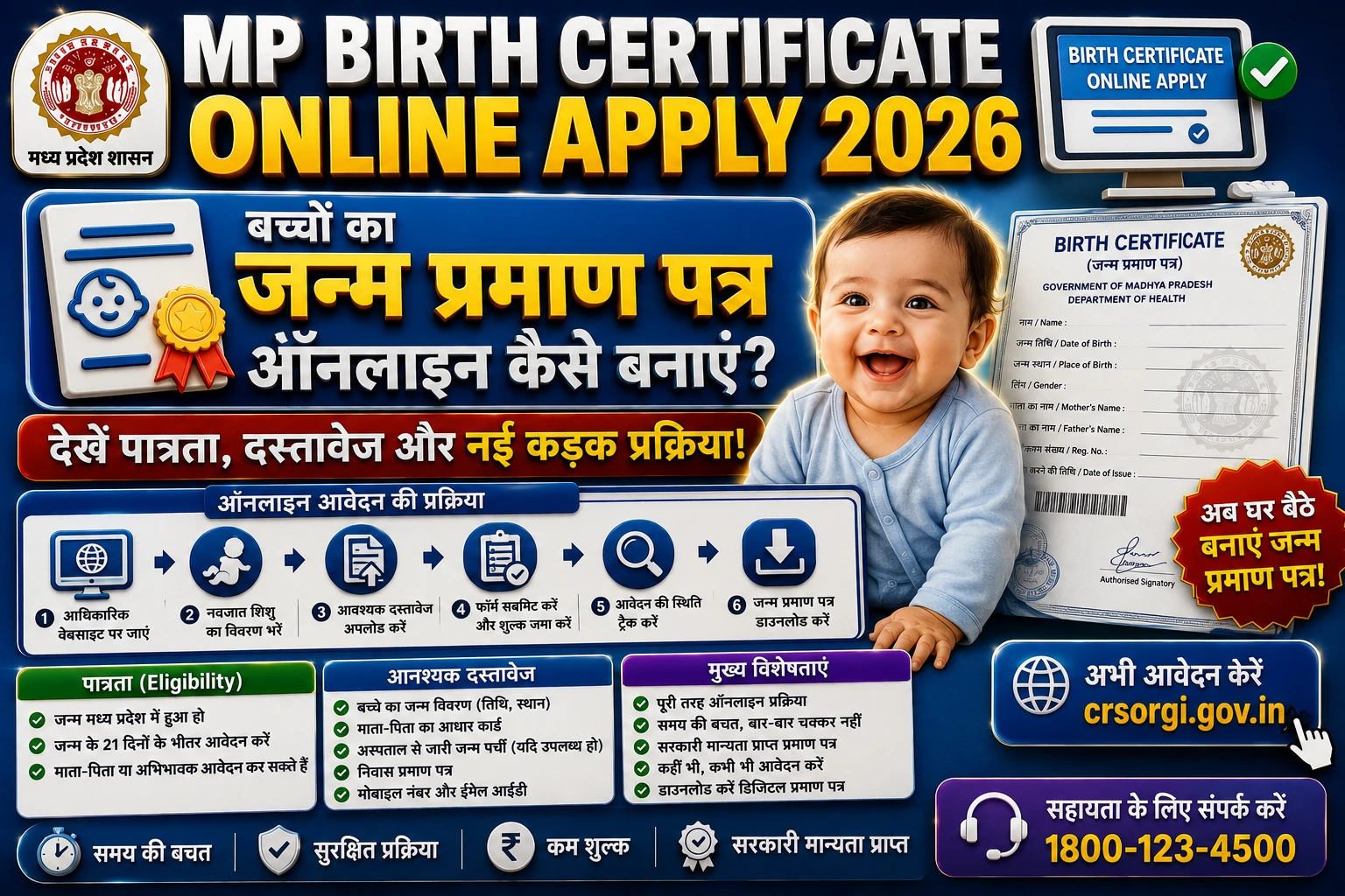 MP Birth Certificate Digital QR Code Download CRS Portal 2026