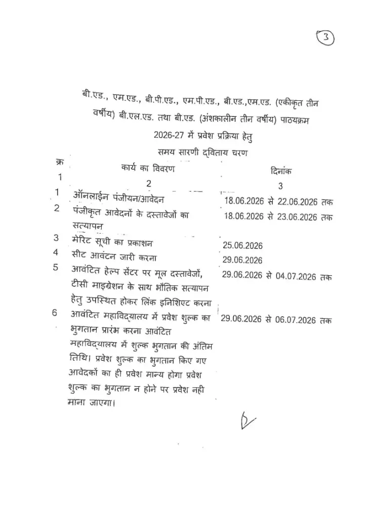 MP College Admission BEd MEd Online Counselling Schedule Notification 2026, MP College Admission 2026
