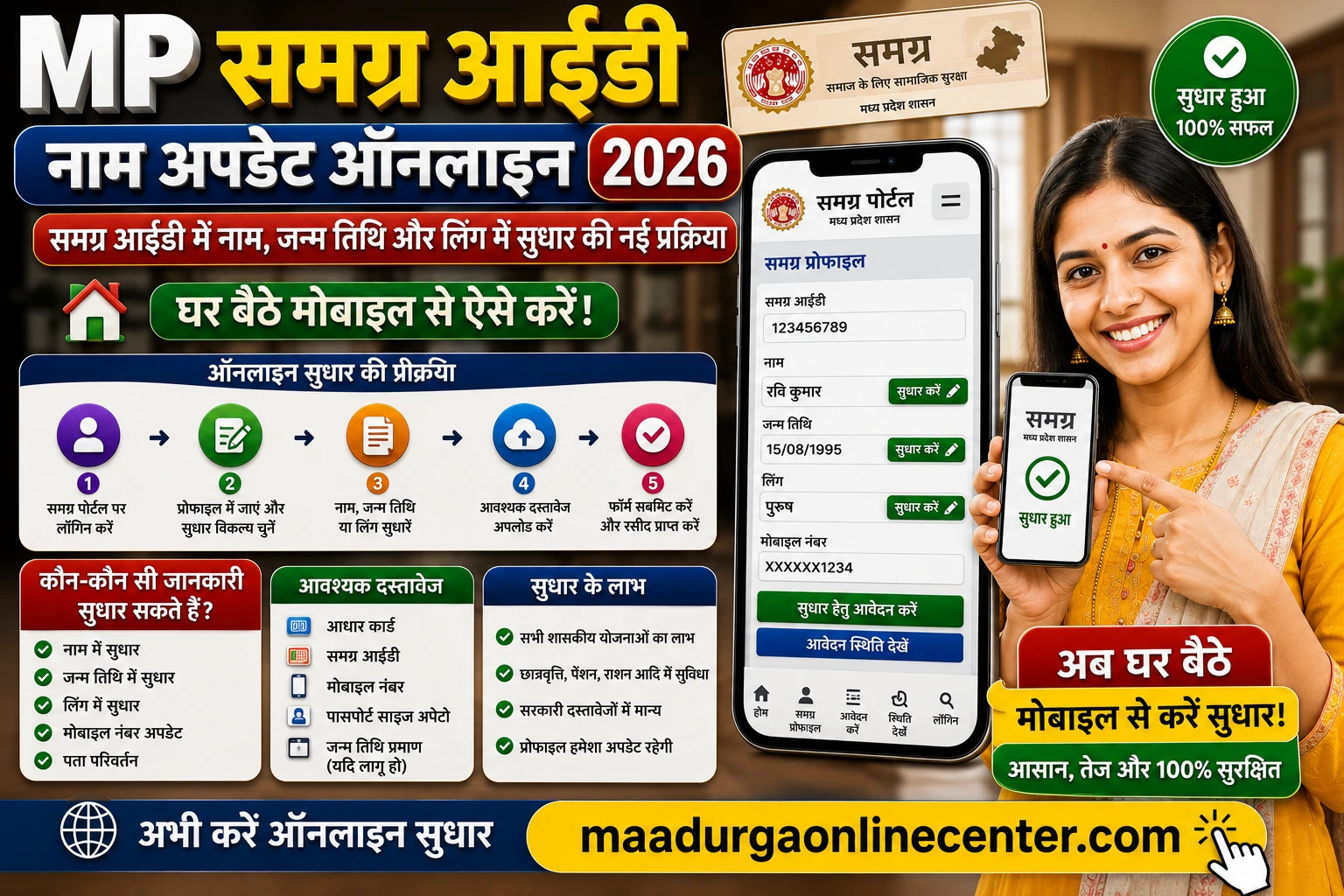 MP Samagra ID Name DOB Gender Correction Profile Update 2026