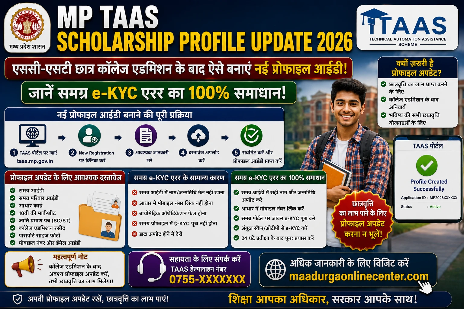 MPTAAS Tribal Scholarship Profile New Registration Matched Error Solution 2026, MP TAAS Scholarship Profile Update 2026