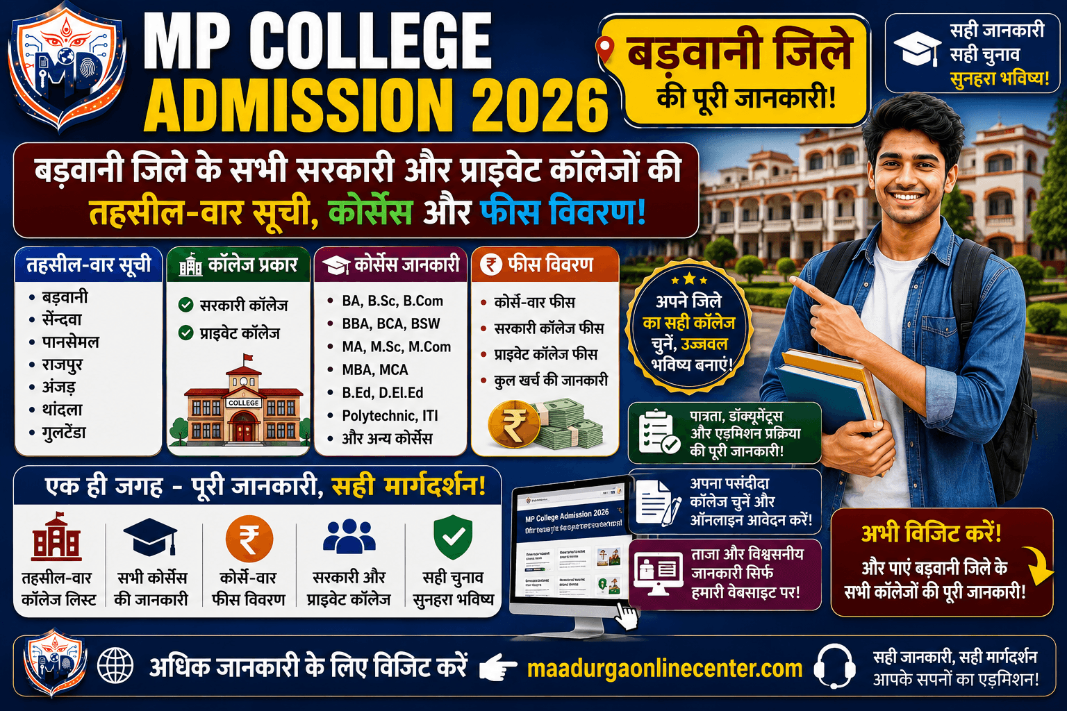 MP Online E Pravesh Barwani District All Government Colleges Matrix 2026